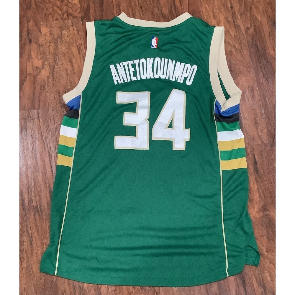 Adidas Swingman NBA Milwaukee Bucks Giannis Antetokounmpo #34 Jersey Size L
